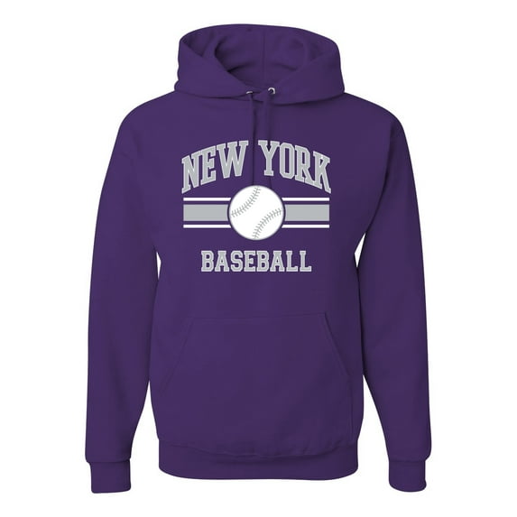 Wild Bobby City of New York NY Baseball Fantasy Fan Sports Unisex Hoodie Sweatshirt, Purple, Medium