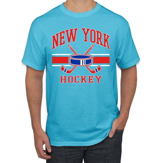 Wild Bobby City of New York NY Hockey Fantasy Fan Sports Men's T-Shirt, Light Turquoise, 4X-Large