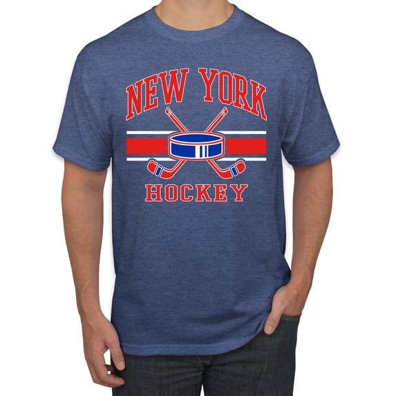 Wild Bobby City of New York NY Hockey Fantasy Fan Sports Men's T-Shirt, Vintage Heather Blue, Medium