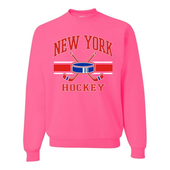 Wild Bobby City of New York NY Hockey Fantasy Fan Sports Unisex Crewneck Sweatshirt, Neon Pink, X-Large