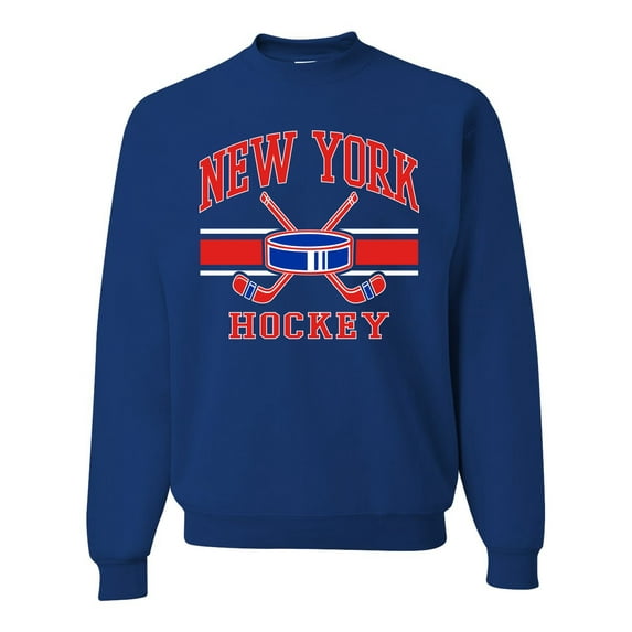 Wild Bobby City of New York NY Hockey Fantasy Fan Sports Unisex Crewneck Sweatshirt, Royal, 3X-Large
