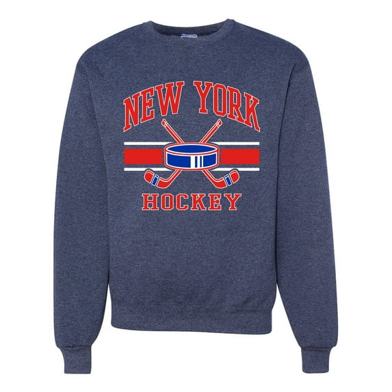 Wild Bobby City of New York NY Hockey Fantasy Fan Sports Unisex Crewneck Sweatshirt, Vintage Heather Navy, Large