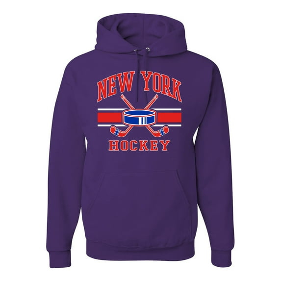 Wild Bobby City of New York NY Hockey Fantasy Fan Sports Unisex Hoodie Sweatshirt, Purple, Small
