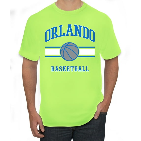 Wild Bobby City of Orlando Basketball Fantasy Fan Sports Men's T-Shirt, Safety Green, XX-Large