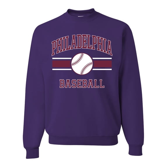Wild Bobby City of Philadelphia Baseball Fantasy Fan Sports Unisex Crewneck Sweatshirt, Purple, Medium