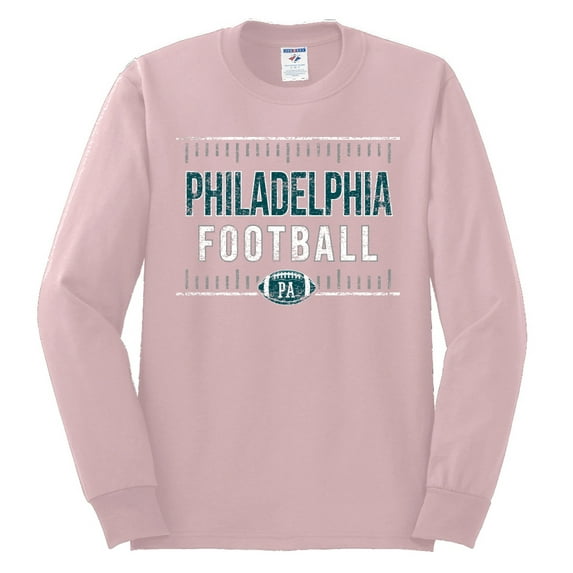 Wild Bobby City of Philadelphia PHI American Football Gridiron Sports Men Long Sleeve Shirt, Light Pink, Small