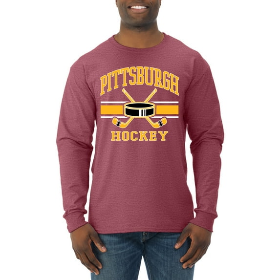 Wild Bobby City of Pittsburgh Hockey Fantasy Fan Sports Men's Long Sleeve Shirt, Vintage Heather Red, XX-Large