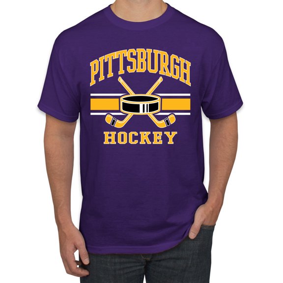 Wild Bobby City of Pittsburgh Hockey Fantasy Fan Sports Men's T-Shirt, Purple, Small