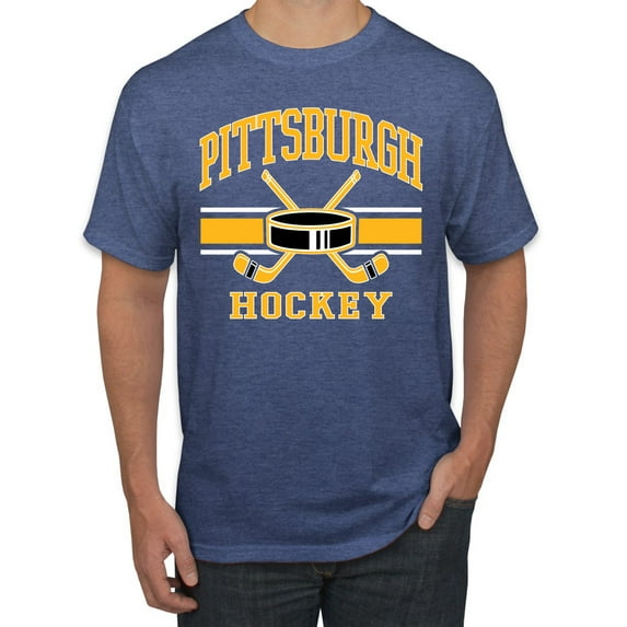Wild Bobby City of Pittsburgh Hockey Fantasy Fan Sports Men's T-Shirt, Vintage Heather Blue, Small