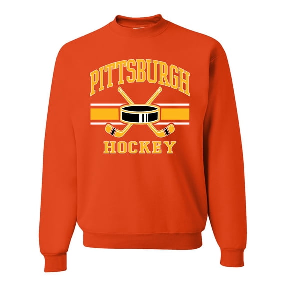 Wild Bobby City of Pittsburgh Hockey Fantasy Fan Sports Unisex Crewneck Sweatshirt, Orange, 3X-Large