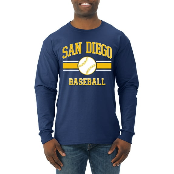 Wild Bobby City of San Diego Baseball Fantasy Fan Sports Men's Long Sleeve T-Shirt, Navy, XX-Large