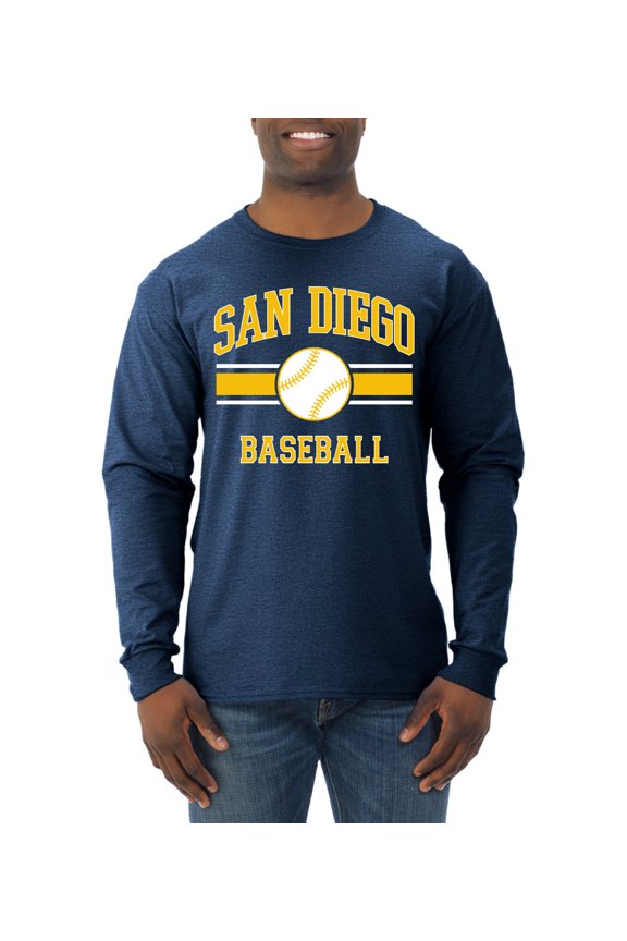 City of San Diego Baseball Fantasy Fan Sports Men's Long Sleeve T-Shirt, Vintage Heather Navy, Medium