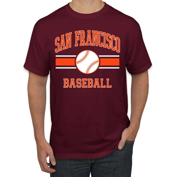 Wild Bobby City of San Francisco Baseball Fantasy Fan Sports Men's T-Shirt, Maroon, Medium