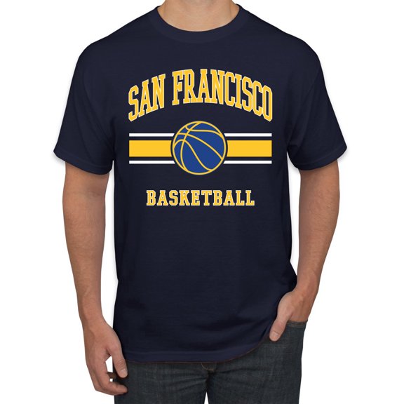 Wild Bobby City of San Francisco Basketball Fantasy Fan Sports Men's T-Shirt, Navy, 4X-Large