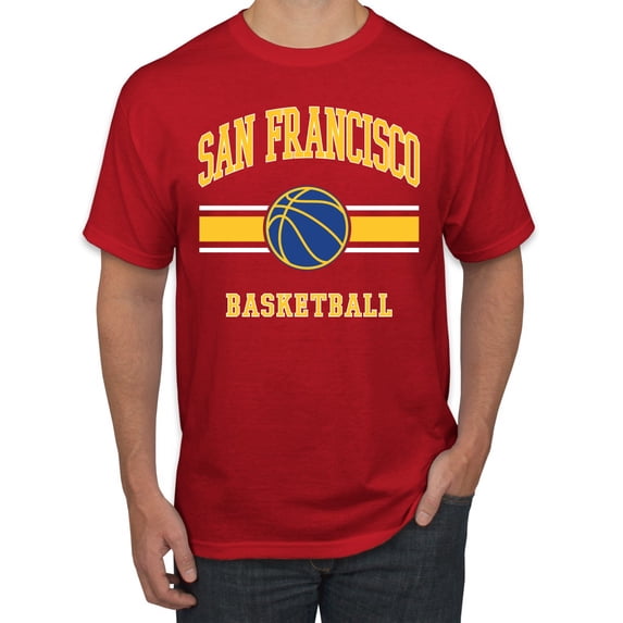 Wild Bobby City of San Francisco Basketball Fantasy Fan Sports Men's T-Shirt, Red, Small