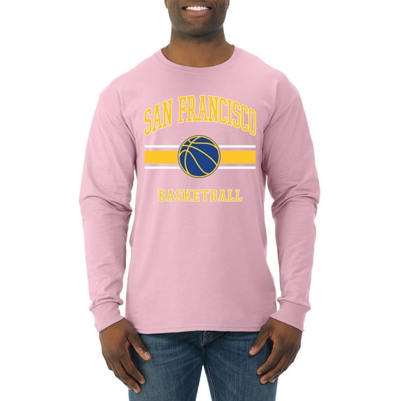 Wild Bobby City of San Francisco Basketball Fantasy Fan Sports Mens Long Sleeve Shirt, Light Pink, Medium