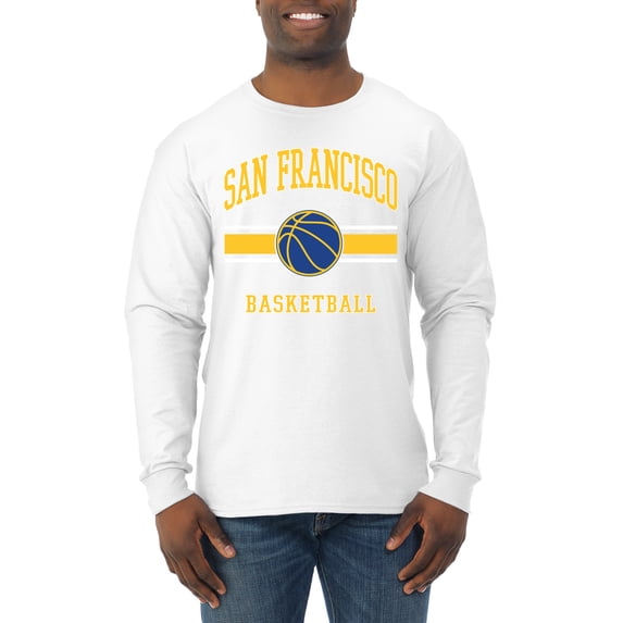 Wild Bobby City of San Francisco Basketball Fantasy Fan Sports Mens Long Sleeve Shirt, White, 3X-Large