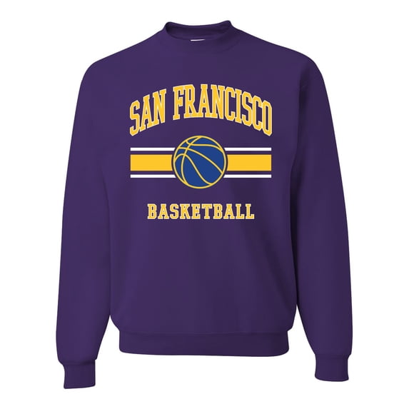 Wild Bobby City of San Francisco Basketball Fantasy Fan Sports Unisex Crewneck Sweatshirt, Purple, X-Large