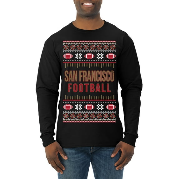 Wild Bobby City of San Francisco SF American Football Fantasy Fan Sports Men Long Sleeve Shirt, Black, Medium