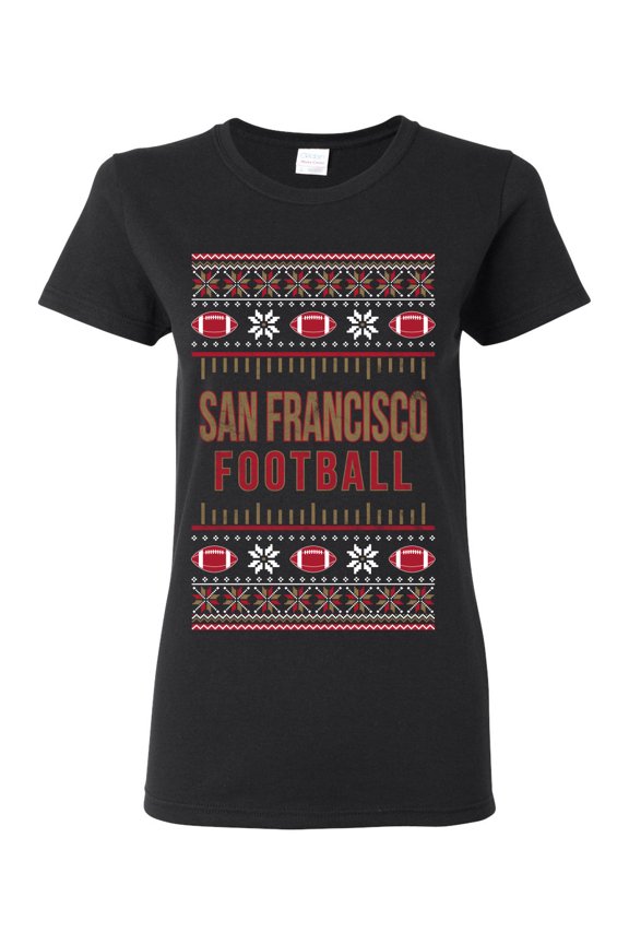 City of San Francisco SF American Football Fantasy Fan Sports Women Graphic T-Shirt, Black, Medium