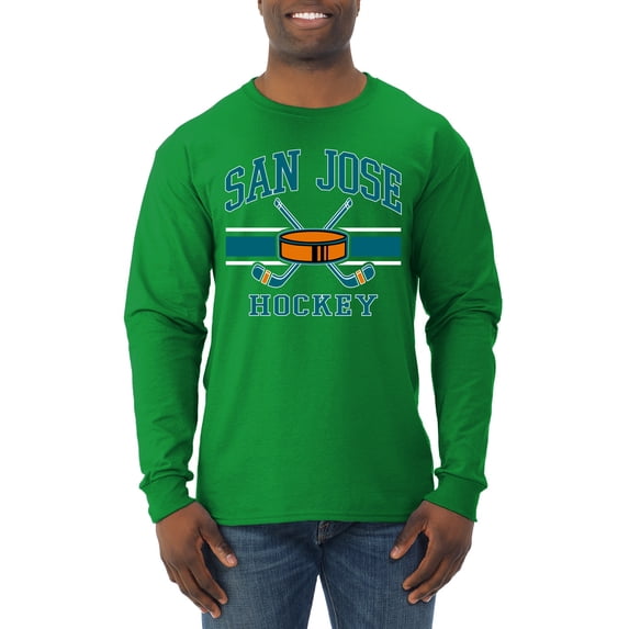 Wild Bobby City of San Jose Hockey Fantasy Fan Sports Men's Long Sleeve Shirt, Kelly, X-Large