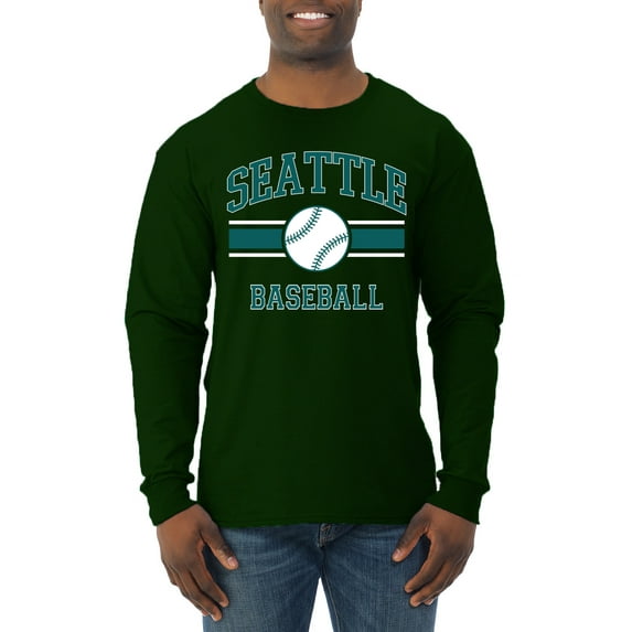 Wild Bobby City of Seattle Baseball Fantasy Fan Sports Men's Long Sleeve T-Shirt, Forest Green, XX-Large