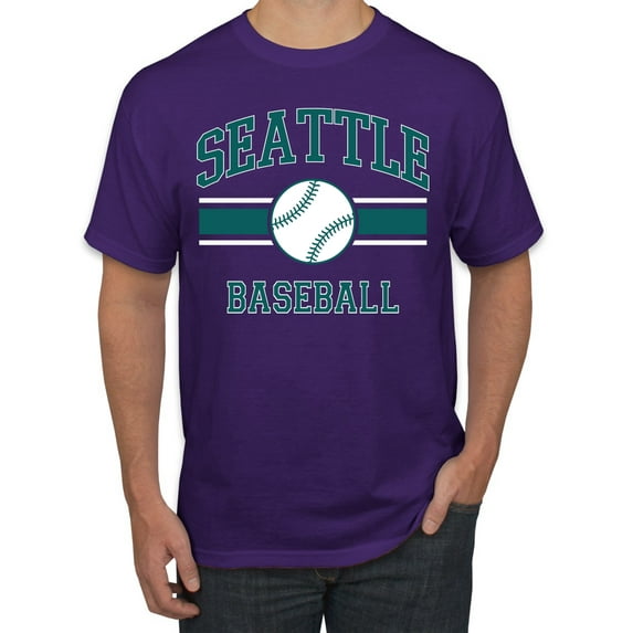 Wild Bobby City of Seattle Baseball Fantasy Fan Sports Men's T-Shirt, Purple, 3X-Large