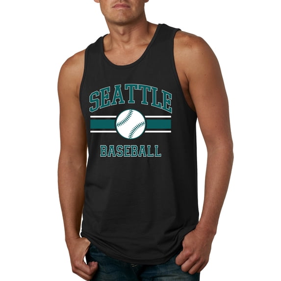 Wild Bobby City of Seattle Baseball Fantasy Fan Sports Men's Tank Top, Black, 3X-Large