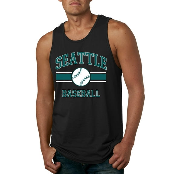 Wild Bobby City of Seattle Baseball Fantasy Fan Sports Men's Tank Top, Black, Small