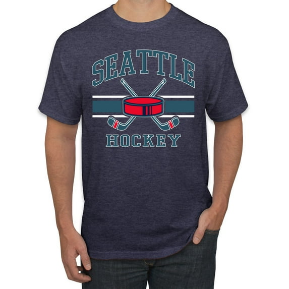 Wild Bobby City of Seattle Hockey Fantasy Fan Sports Men's T-Shirt, Vintage Heather Navy, 4X-Large