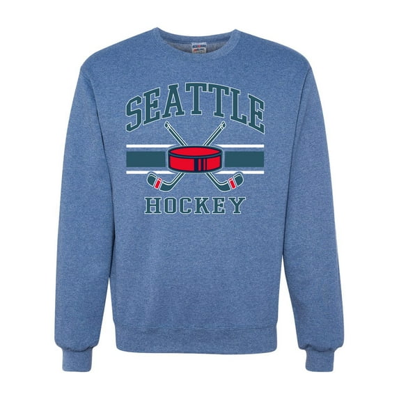 Wild Bobby City of Seattle Hockey Fantasy Fan Sports Unisex Crewneck Sweatshirt, Vintage Heather Blue, Large