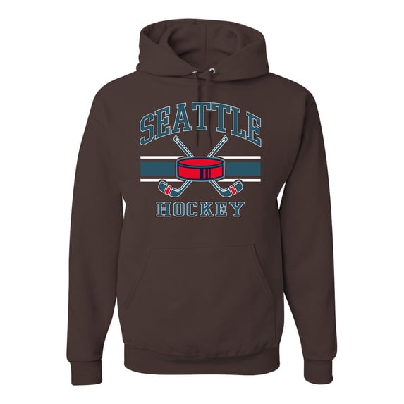 Wild Bobby City of Seattle Hockey Fantasy Fan Sports Unisex Hoodie Sweatshirt, Brown, Large