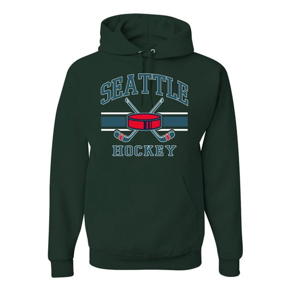 Wild Bobby City of Seattle Hockey Fantasy Fan Sports Unisex Hoodie Sweatshirt, Forest Green, Large