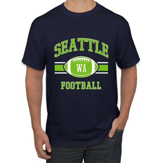Wild Bobby City of Seattle SEA American Football Fantasy Fan Sports Men's Graphic T-Shirt, Navy, 5XL