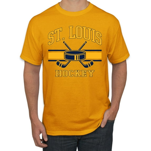 Wild Bobby City of St. Louis Hockey Fantasy Fan Sports Men's T-Shirt, Gold, Small