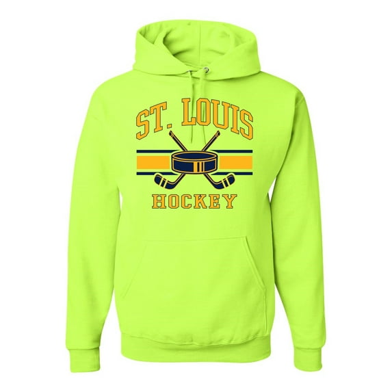 Wild Bobby City of St. Louis Hockey Fantasy Fan Sports Unisex Hoodie Sweatshirt, Safety Green, X-Large