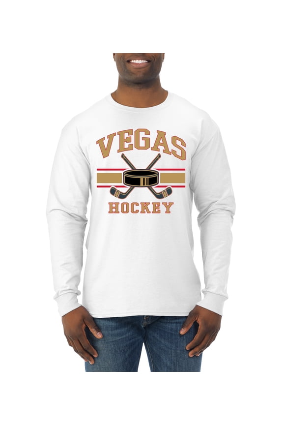 City of Vegas Hockey Fantasy Fan Sports Men's Long Sleeve Shirt, White, 3X-Large
