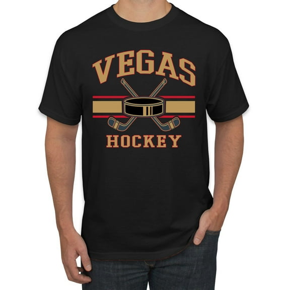 Wild Bobby City of Vegas Hockey Fantasy Fan Sports Men's T-Shirt, Black, Small