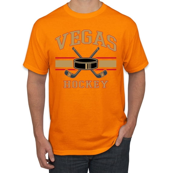 Wild Bobby City of Vegas Hockey Fantasy Fan Sports Men's T-Shirt, Orange, Medium