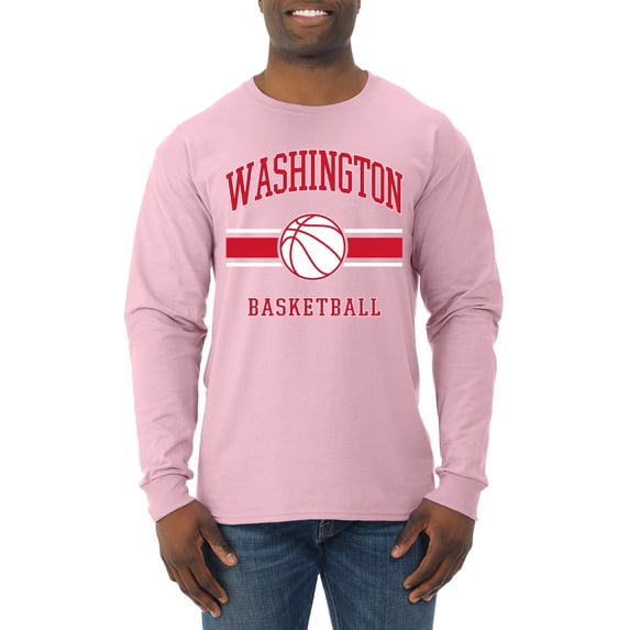 Wild Bobby City of Washington Basketball Fantasy Fan Sports Mens Long Sleeve Shirt, Light Pink, Large