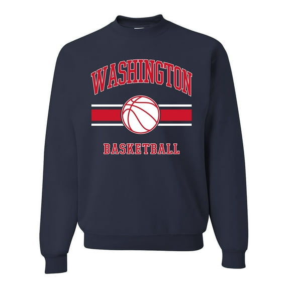 Wild Bobby City of Washington Basketball Fantasy Fan Sports Unisex Crewneck Sweatshirt, Navy, Small