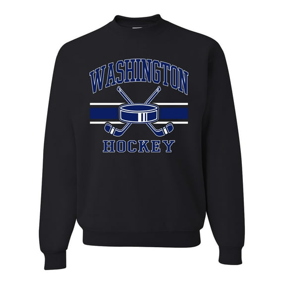 Wild Bobby City of Washington Hockey Fantasy Fan Sports Unisex Crewneck Sweatshirt, Black, X-Large