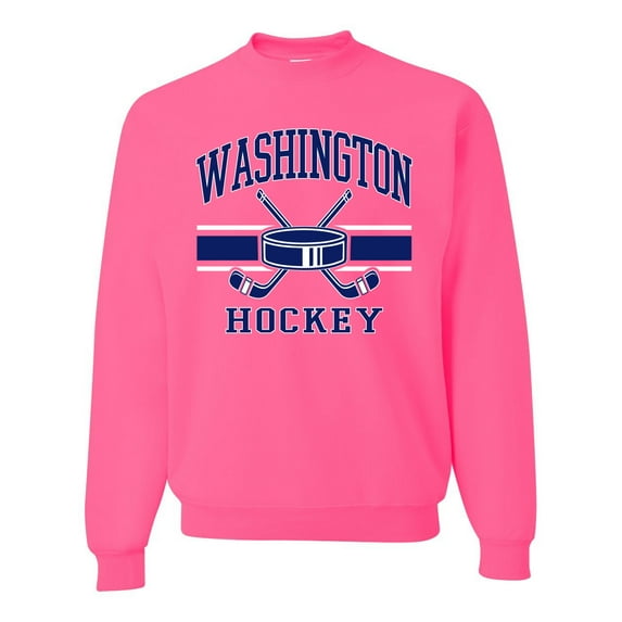 Wild Bobby City of Washington Hockey Fantasy Fan Sports Unisex Crewneck Sweatshirt, Neon Pink, XX-Large