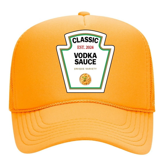 Wild Bobby Classic Blush Creamy Vodka Penne Pasta Sauce Funny Condiment Cap DIY Costume Hat - Halloween Foam Mesh Back Trucker Hat for Men and Women