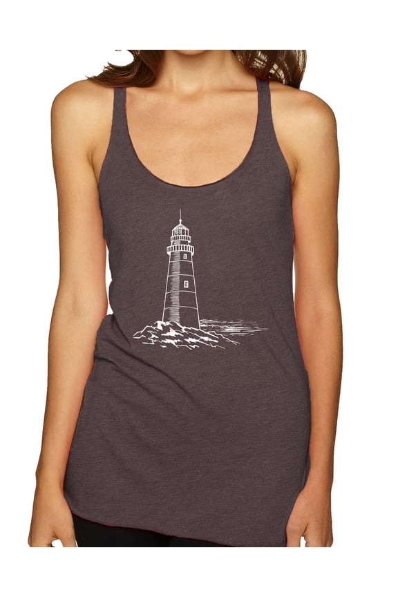 Classic Coastal Lighthouse Cove Women Tri-Blend Racerback Tank Top