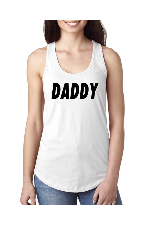 , Classic Daddy Dad, Father's Day, Women Racerback Tank Top, White, Large