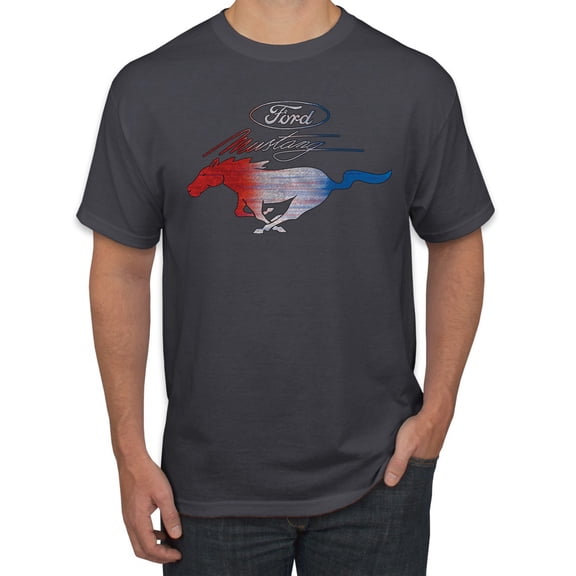 Wild Bobby, Classic Ford Mustang Car Logo, Cars and Trucks, Men's Graphic T-Shirt, Charcoal, XX-Large