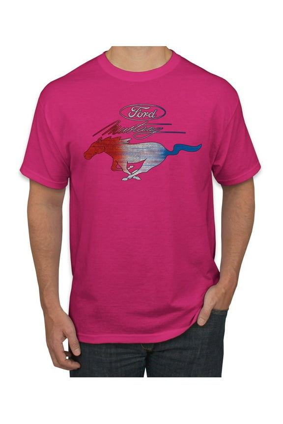 , Classic Ford Mustang Car Logo, Cars and Trucks, Men's Graphic T-Shirt, Fuschia, 3X-Large