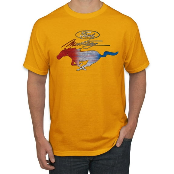 Wild Bobby, Classic Ford Mustang Car Logo, Cars and Trucks, Men's Graphic T-Shirt, Gold, XX-Large
