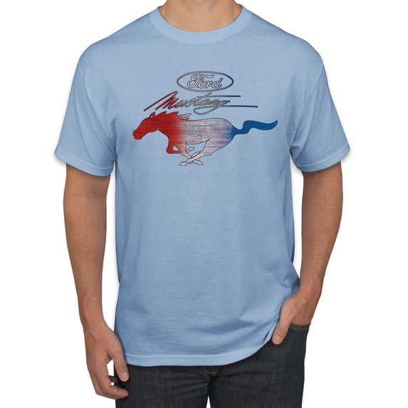 Wild Bobby, Classic Ford Mustang Car Logo, Cars and Trucks, Men's Graphic T-Shirt, Light Blue, 3X-Large